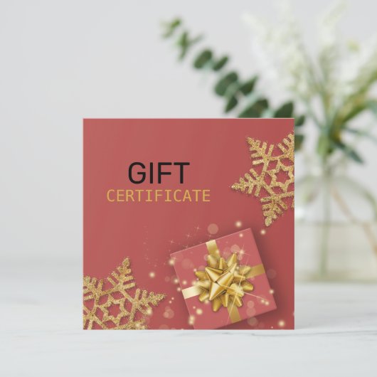 Glitter Snowflakes Red Cadeaukaart (Staand voorkant)