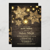 Glitter Snowflakes Rustic Bridal Brunch Kaart (Voorkant / Achterkant)