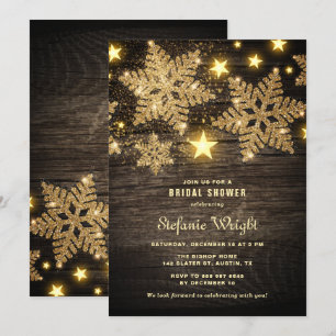 Glitter Snowflakes Rustisch Vrijgezellenfeest Kaart