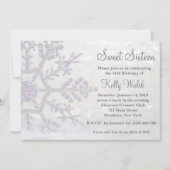 Glitter Snowflakes Sweet 16 Winter Uitnodiging (Voorkant)