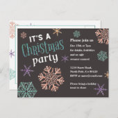 Glitter Snowflakes - Uitnodiging voor kerstfeest (Voorkant / Achterkant)