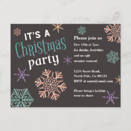 Glitter Snowflakes - Uitnodiging voor kerstfeest