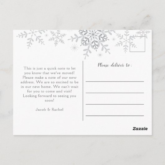 Glitter Snowflakes We hebben onze aankondiging ver Briefkaart (Achterkant)
