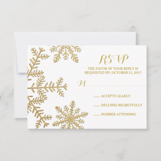 Glitter Snowflakes Winter Weddenschap RSVP (Voorkant)