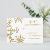 Glitter Snowflakes Winter Weddenschap RSVP (Staand voorkant)