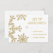 Glitter Snowflakes Winter Weddenschap RSVP (Voorkant / Achterkant)