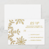 Glitter Snowflakes Winter Weddenschap RSVP Kaartje (Voorkant / Achterkant)