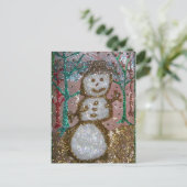 Glitter Snowman 3D Collage Feestdagenkaart (Staand voorkant)