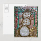 Glitter Snowman 3D Collage Feestdagenkaart (Voorkant / Achterkant)