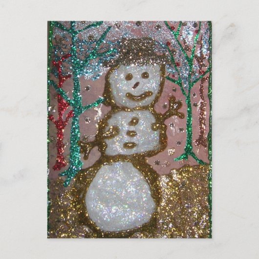 Glitter Snowman 3D Collage Feestdagenkaart (Voorkant)