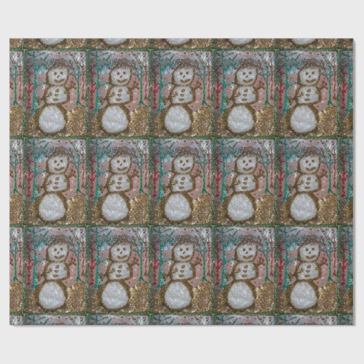 Glitter Snowman Kerstmis Cadeaupapier (Vlak)