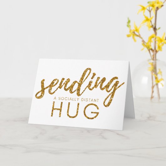 Glitter Social Distance Hug Kaart (Gele Bloem)