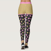 Glitter sorteert roze en goudharten monogram leggings (Achterkant)