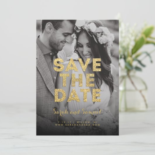 Glitter sparen de DatumKaart Save The Date (Staand voorkant)