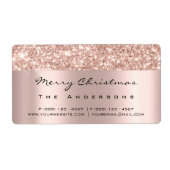 Glitter Spark Roos Gold Bridal Feestdagen Kerstmis Etiket (Voorkant)