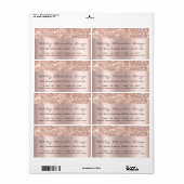 Glitter Spark Roos Gold Bridal Sweet 16th Quincean Etiket (Full Sheet)