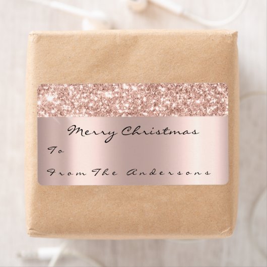 Glitter Spark Roos Gold Feestdagen Kerstmis Etiket (Insitu)