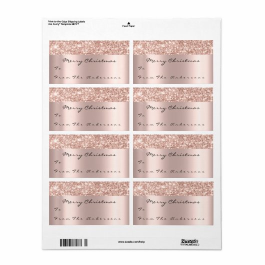 Glitter Spark Roos Gold Feestdagen Kerstmis Etiket (Full Sheet)