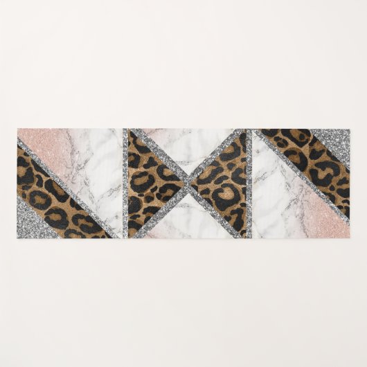 Glitter Sparking Silver Marble Glitter Yoga Mat (Voorkant (horizontaal))