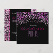 Glitter Sparkle Black Pink Glam Party Uitnodiginge Kaart (Voorkant / Achterkant)