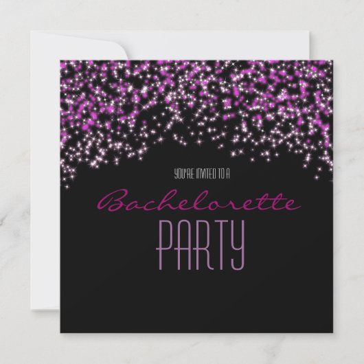 Glitter Sparkle Black Pink Glam Party Uitnodiginge Kaart (Voorkant)