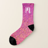 Glitter Sparkle Bling Girly Monogramed Pink Gold G Sokken (Links - buitenkant)