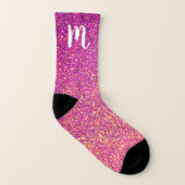 Glitter Sparkle Bling Girly Monogramed Pink Gold G Sokken (Rechts - buiten)