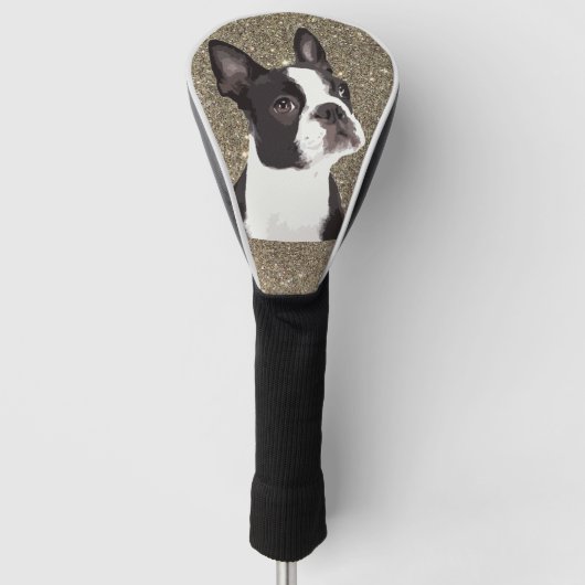 Glitter Sparkle Boston Terrier Dog Cute Golfheadcover (Voorkant)