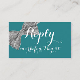 Glitter Sparkle Bow RSVP-kaarten Informatiekaartje