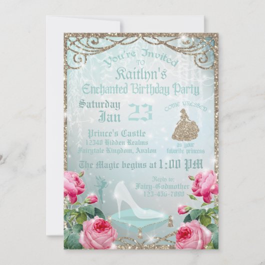 Glitter Sparkle Cinderella Glass Slithday (Voorkant)