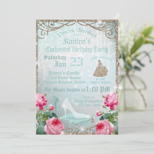 Glitter Sparkle Cinderella Glass Slithday (Staand voorkant)