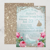 Glitter Sparkle Cinderella Glass Slithday (Voorkant / Achterkant)