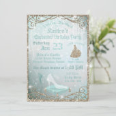 Glitter Sparkle Cinderella Glass Slithday Kaart (Staand voorkant)