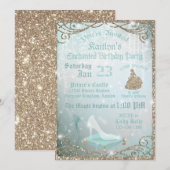 Glitter Sparkle Cinderella Glass Slithday Kaart (Voorkant / Achterkant)