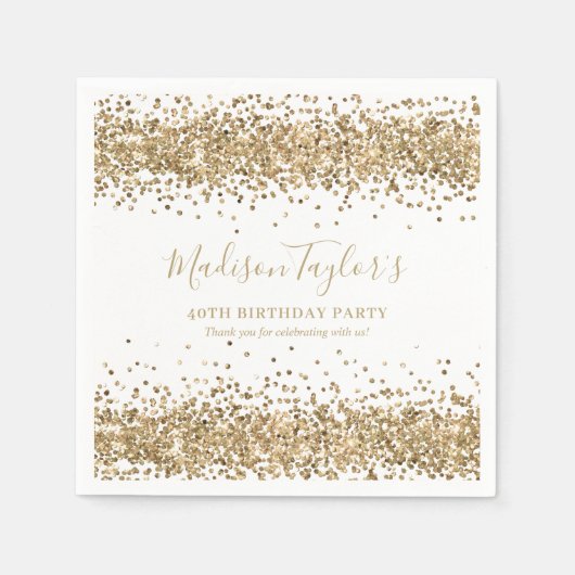 Glitter Sparkle Confetti Chic Modern Birthday Servet (Voorkant)
