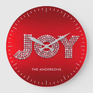 Glitter Sparkle Diamond Christmas JOY Aangepaste n Grote Klok