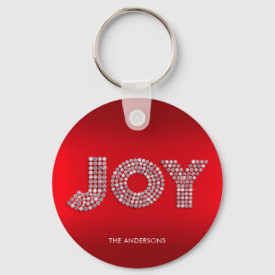 Glitter Sparkle Diamond Christmas JOY Aangepaste n Sleutelhanger