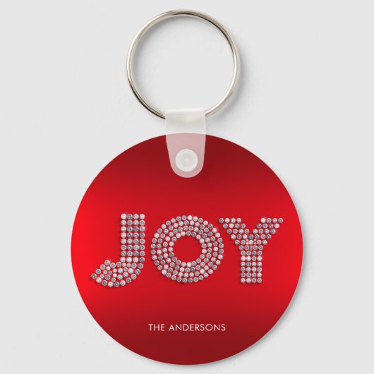 Glitter Sparkle Diamond Christmas JOY Aangepaste n Sleutelhanger (Voorkant)