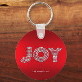 Glitter Sparkle Diamond Christmas JOY Aangepaste n Sleutelhanger (Voorkant)