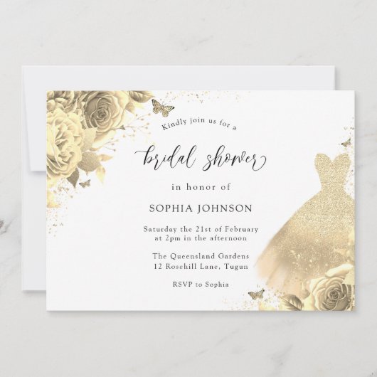 Glitter Sparkle Dress Floral Vrijgezellenfeest Kaart (Voorkant)