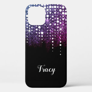 Glitter Sparkle Dripping Rain Paarse Roze Ombre Case-Mate iPhone Case