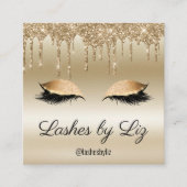 Glitter Sparkle Eyelash Extension Gold Driving Vierkante Visitekaartje (Voorkant)