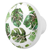 Glitter Sparkle Glam Tropical Leaves Chic Keramische Knop (Rechts)