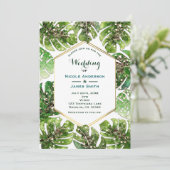 Glitter Sparkle Glam Tropical Leaves Weduwen Kaart (Staand voorkant)