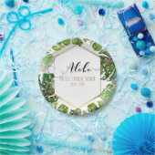 Glitter Sparkle Glam Tropical Leaves Weduwen Papieren Bordje (Feest)