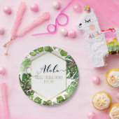 Glitter Sparkle Glam Tropical Leaves Weduwen Papieren Bordje (Feest)