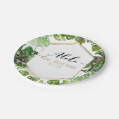 Glitter Sparkle Glam Tropical Leaves Weduwen Papieren Bordje (Gekanteld)