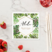 Glitter Sparkle Glam Tropical Leaves Weduwen Servetten (Insitu)