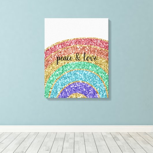 Glitter Sparkle Gold Rainbow Canvas Afdruk (Insitu (Houten vloer))