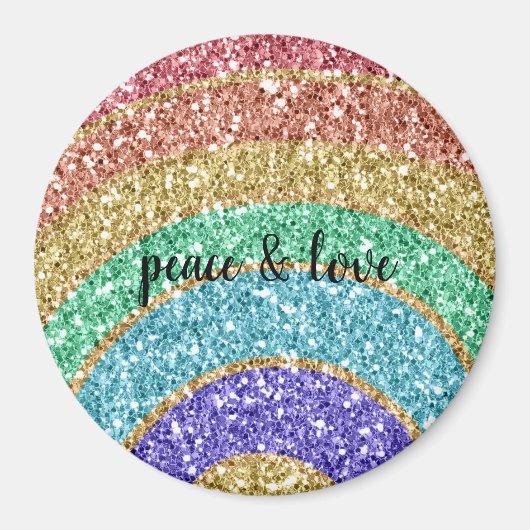 Glitter Sparkle Gold Rainbow gepersonaliseerd Magneet (Voorkant)